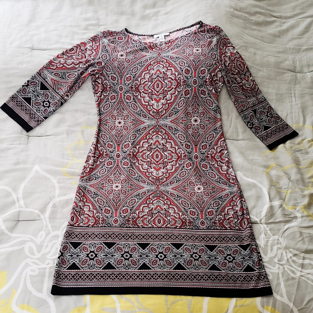 3/4 Sleeve Bodycon Midi Dress Crew-Neck